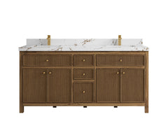 Sonoma Reeded Teak Wood 72 in. W x 22 in. D Double Sink Bathroom Vanity - photo 20