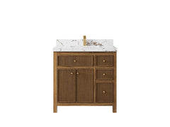 Sonoma Reeded Teak Wood 36 in. W x 22 in. D Center Sink Bathroom Vanity - photo 21