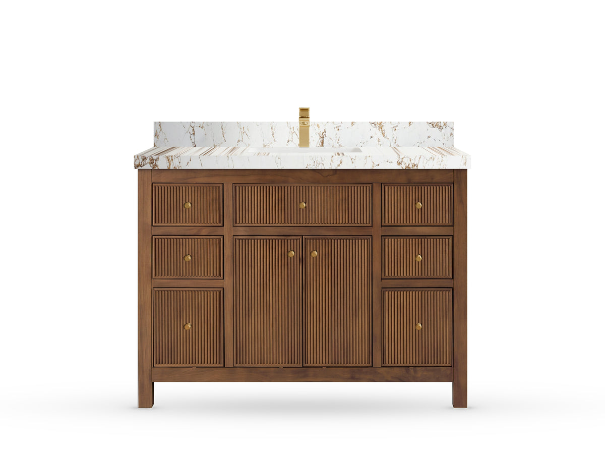 Sonoma Reeded Teak Wood 48 in. W x 22 in. D Single Sink Bathroom Vanity