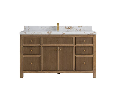 Sonoma Reeded Teak Wood 60 in. W x 22 in. D Single Sink Bathroom Vanity