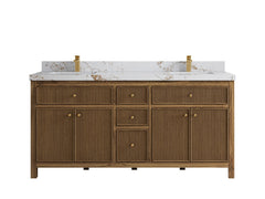 Sonoma Reeded Teak Wood 72 in. W x 22 in. D Double Sink Bathroom Vanity - photo 21
