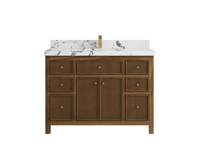 Sonoma Reeded Teak Wood 48 in. W x 22 in. D Single Sink Bathroom Vanity