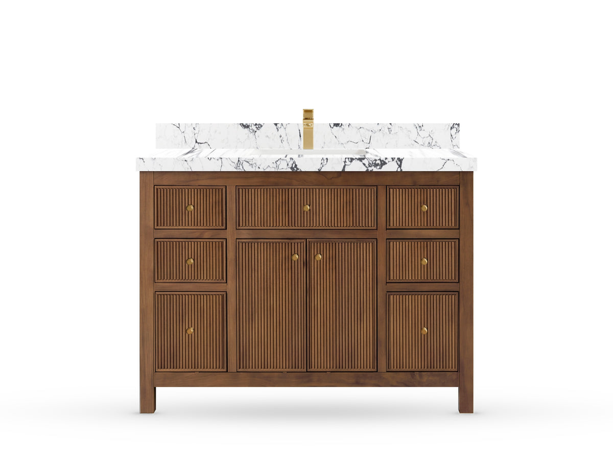 Sonoma Reeded Teak Wood 48 in. W x 22 in. D Single Sink Bathroom Vanity