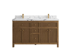 Sonoma Reeded Teak Wood 60 in. W x 22 in. D Double Sink Bathroom Vanity - photo 22