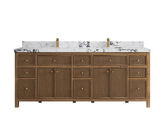 Sonoma Reeded Teak Wood 84 in. W x 22 in. D Double Sink Bathroom Vanity - photo 23