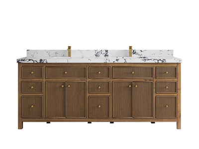Sonoma Reeded Teak Wood 84 in. W x 22 in. D Double Sink Bathroom Vanity