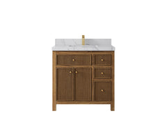 Sonoma Reeded Teak Wood 36 in. W x 22 in. D Center Sink Bathroom Vanity - photo 23