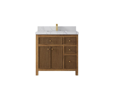 Sonoma Reeded Teak Wood 36 in. W x 22 in. D Center Sink Bathroom Vanity