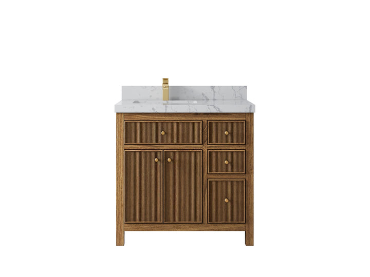 Sonoma Teak Wood 36 in. W x 22 in. D Left Offset Sink Bathroom Vanity - photo 23