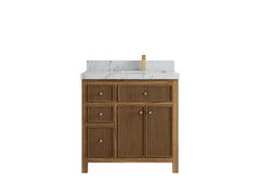 Sonoma Reeded Teak Wood 36 in. W x 22 in. D Right Offset Sink Bathroom Vanity - photo 24