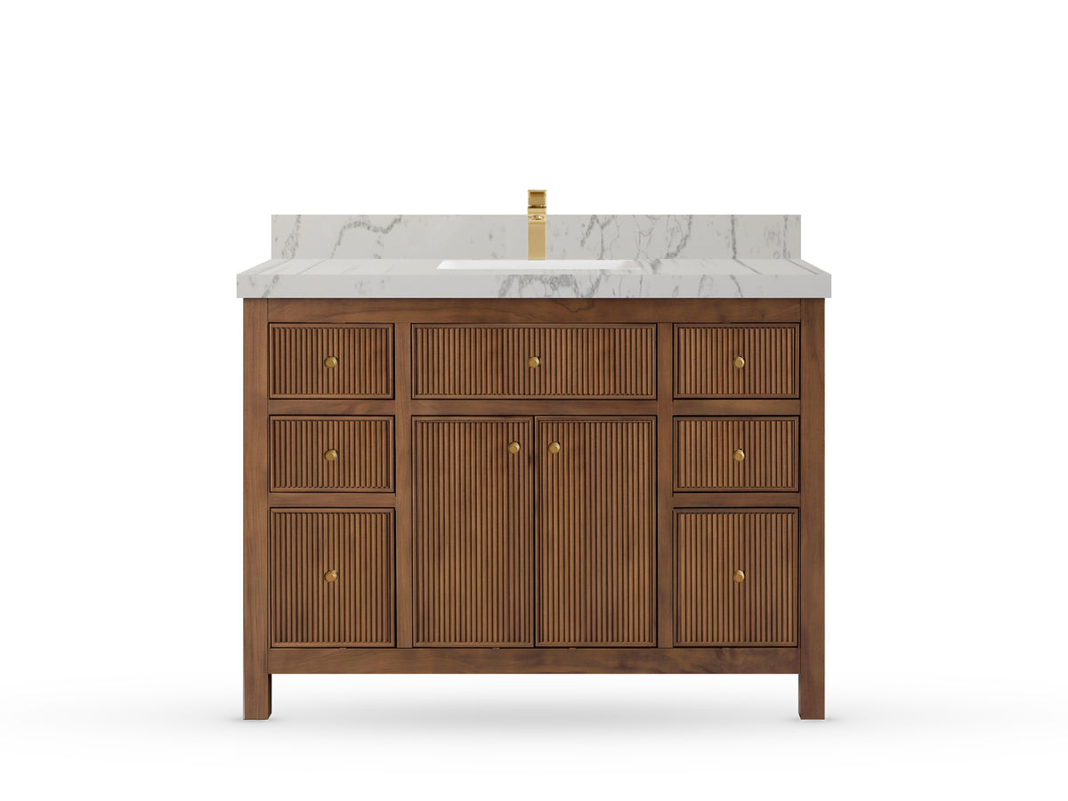 Sonoma Reeded Teak Wood 48 in. W x 22 in. D Single Sink Bathroom Vanity