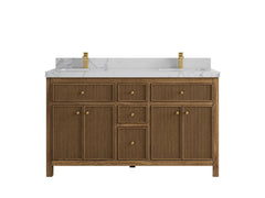 Sonoma Reeded Teak Wood 60 in. W x 22 in. D Double Sink Bathroom Vanity - photo 23