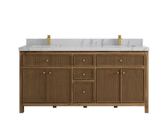 Sonoma Reeded Teak Wood 72 in. W x 22 in. D Double Sink Bathroom Vanity - photo 23