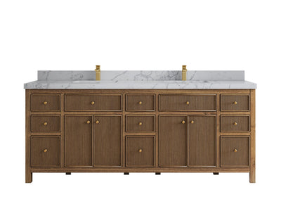 Sonoma Reeded Teak Wood 84 in. W x 22 in. D Double Sink Bathroom Vanity