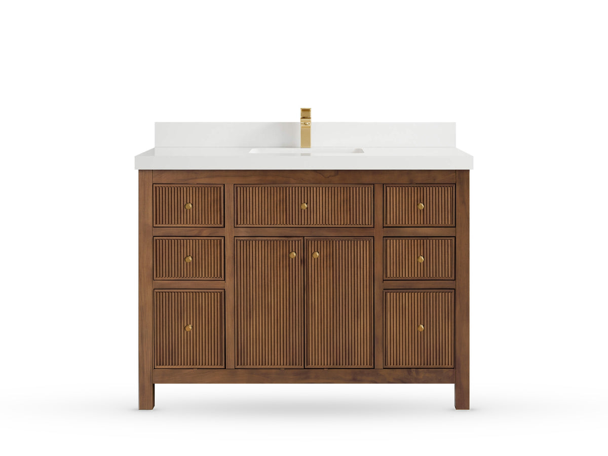Sonoma Reeded Teak Wood 48 in. W x 22 in. D Single Sink Bathroom Vanity