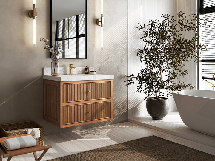Sonoma Floating Teak 30 in. W x 22 in. D Single Sink Bathroom Vanity - photo 2