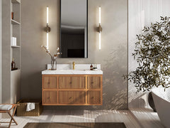 Sonoma Reeded Floating Teak 42 in. W x 22 in. D Single Sink Bathroom Vanity - photo 4