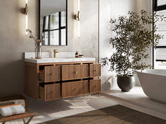 Sonoma Reeded Floating Teak 42 in. W x 22 in. D Single Sink Bathroom Vanity - photo 3