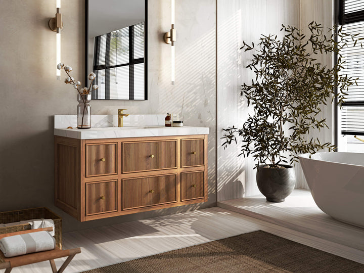Sonoma Floating Teak 42 in. W x 22 in. D Single Sink Bathroom Vanity - photo 2