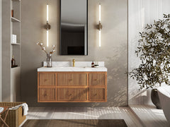 Sonoma Reeded Floating Teak 48 in. W x 22 in. D Single Sink Bathroom Vanity - photo 4