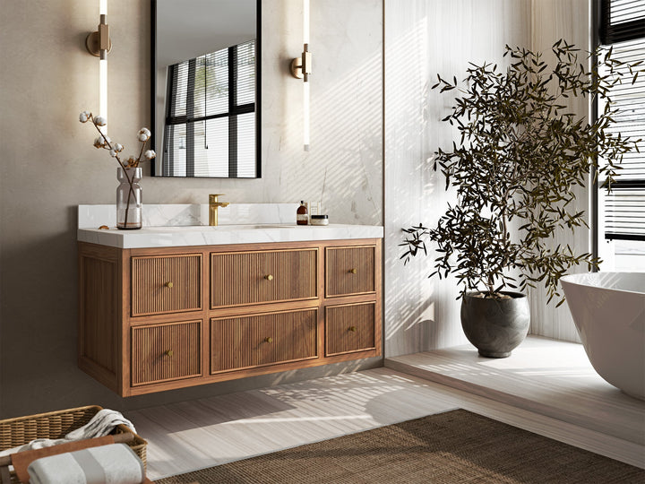 Sonoma Floating Teak 48 in. W x 22 in. D Single Sink Bathroom Vanity - photo 2