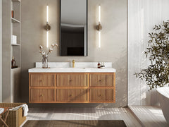 Sonoma Reeded Floating Teak 60 in. W x 22 in. D Single Sink Bathroom Vanity - photo 2