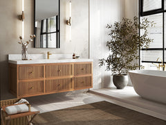 Sonoma Reeded Floating Teak 60 in. W x 22 in. D Single Sink Bathroom Vanity - photo 3