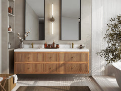 Sonoma Reeded Floating Teak 72 in. W x 22 in. D Double Sink Bathroom Vanity - photo 4