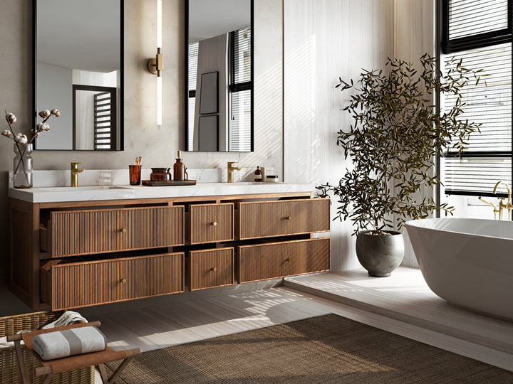 Sonoma Floating Teak 72 in. W x 22 in. D Double Sink Bathroom Vanity - photo 3
