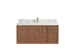 Sonoma Reeded Floating Teak 48 in. W x 22 in. D Single Sink Bathroom Vanity - photo 11