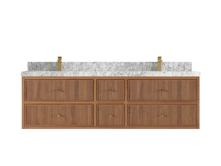 Sonoma Floating Teak 72 in. W x 22 in. D Double Sink Bathroom Vanity - photo 11