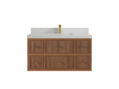 Sonoma Reeded Floating Teak 42 in. W x 22 in. D Single Sink Bathroom Vanity - photo 12
