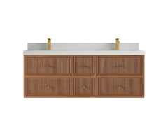 Sonoma Reeded Floating Teak 60 in. W x 22 in. D Double Sink Bathroom Vanity - photo 12