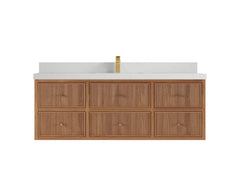 Sonoma Reeded Floating Teak 60 in. W x 22 in. D Single Sink Bathroom Vanity - photo 12