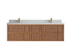 Sonoma Reeded Floating Teak 72 in. W x 22 in. D Double Sink Bathroom Vanity - photo 12