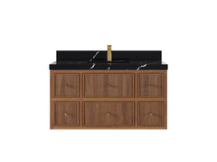 Sonoma Reeded Floating Teak 42 in. W x 22 in. D Single Sink Bathroom Vanity - photo 6