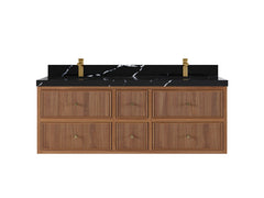 Sonoma Reeded Floating Teak 60 in. W x 22 in. D Double Sink Bathroom Vanity - photo 6