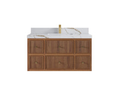Sonoma Reeded Floating Teak 42 in. W x 22 in. D Single Sink Bathroom Vanity - photo 7