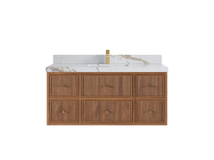 Sonoma Reeded Floating Teak 48 in. W x 22 in. D Single Sink Bathroom Vanity - photo 7