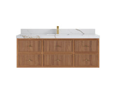 Sonoma Reeded Floating Teak 60 in. W x 22 in. D Single Sink Bathroom Vanity - photo 7