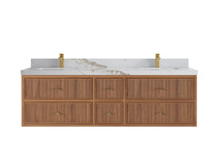 Sonoma Reeded Floating Teak 72 in. W x 22 in. D Double Sink Bathroom Vanity - photo 7