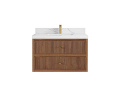 Sonoma Reeded Floating Teak 36 in. W x 22 in. D Center Sink Bathroom Vanity - photo 1