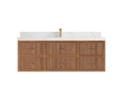 Sonoma Reeded Floating Teak 60 in. W x 22 in. D Single Sink Bathroom Vanity - photo 1