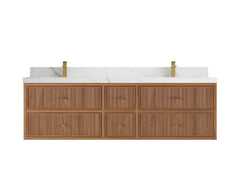 Sonoma Reeded Floating Teak 72 in. W x 22 in. D Double Sink Bathroom Vanity - photo 1
