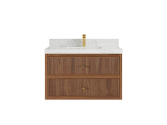 Sonoma Reeded Floating Teak 36 in. W x 22 in. D Center Sink Bathroom Vanity - photo 9