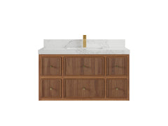 Sonoma Reeded Floating Teak 42 in. W x 22 in. D Single Sink Bathroom Vanity - photo 9