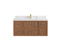 Sonoma Reeded Floating Teak 48 in. W x 22 in. D Single Sink Bathroom Vanity - photo 9