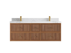 Sonoma Reeded Floating Teak 60 in. W x 22 in. D Double Sink Bathroom Vanity - photo 9