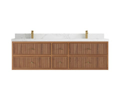 Sonoma Reeded Floating Teak 72 in. W x 22 in. D Double Sink Bathroom Vanity - photo 9