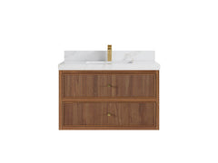Sonoma Reeded Floating Teak 36 in. W x 22 in. D Center Sink Bathroom Vanity - photo 11